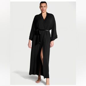 EUC VS Modal Soft Velvet-Trim Maxi Robe